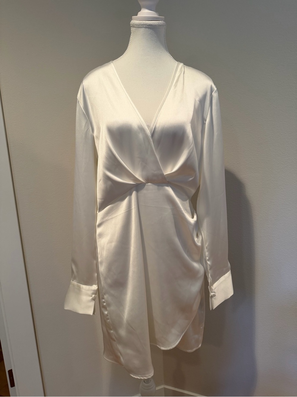 Zara Satin Mini Dress in Ivory